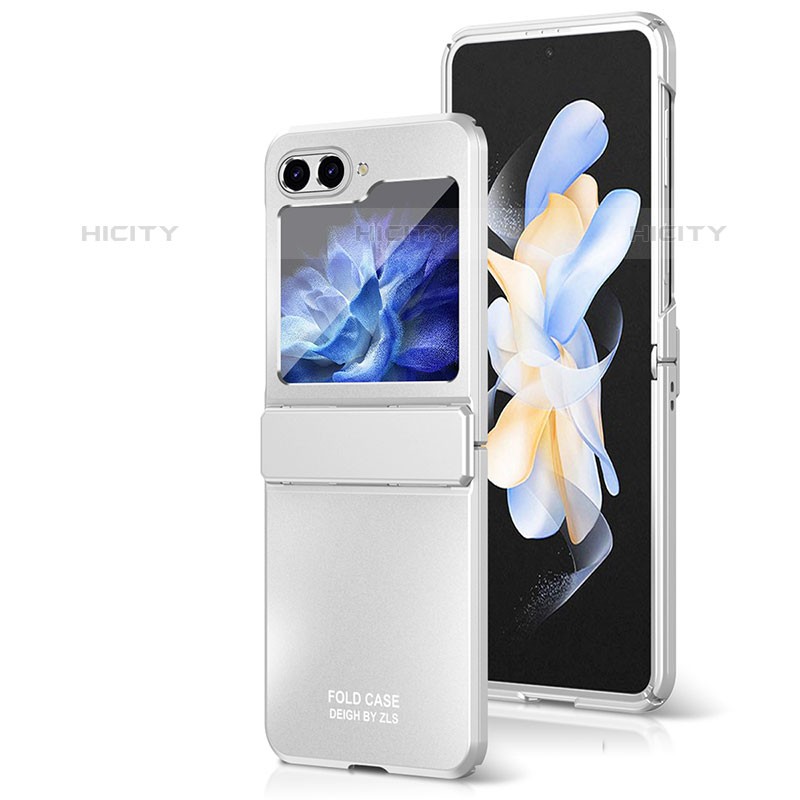 Funda Dura Plastico Rigida Carcasa Mate Frontal y Trasera 360 Grados ZL8 para Samsung Galaxy Z Flip5 5G Plata
