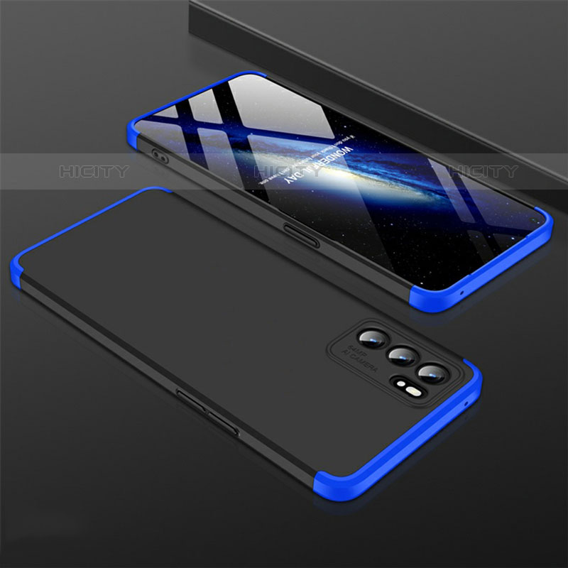 Funda Dura Plastico Rigida Carcasa Mate GK1 para Oppo Reno6 Pro 5G India Azul y Negro