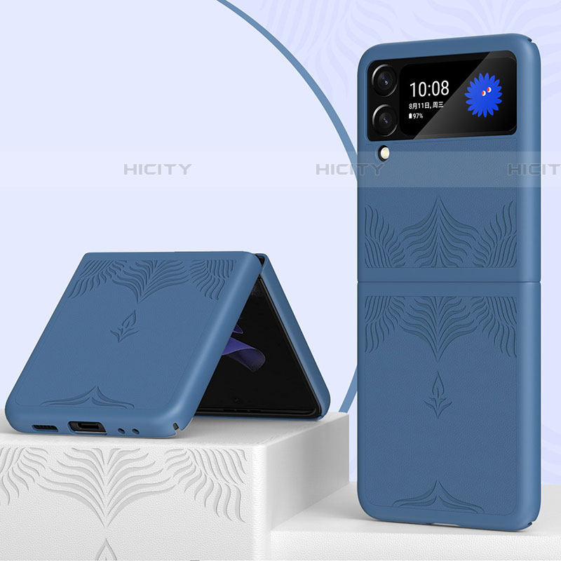 Funda Dura Plastico Rigida Carcasa Mate H04 para Samsung Galaxy Z Flip4 5G Azul
