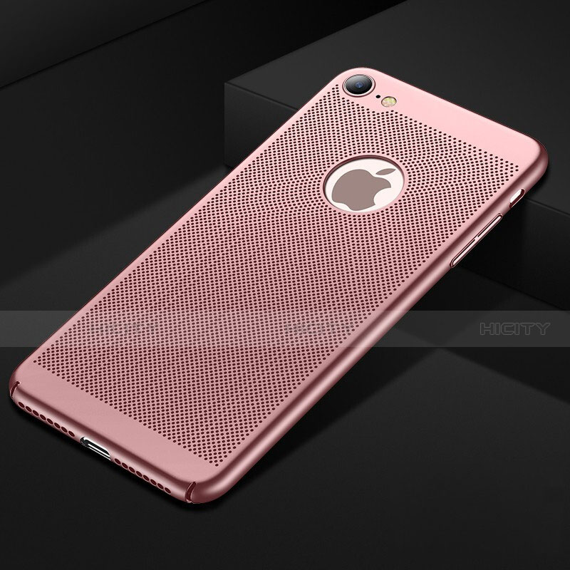 Funda Dura Plastico Rigida Carcasa Perforada para Apple iPhone 8 Oro Rosa