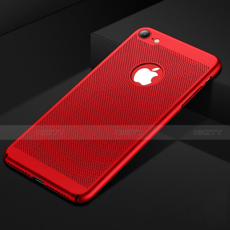 Funda Dura Plastico Rigida Carcasa Perforada para Apple iPhone SE (2020) Rojo