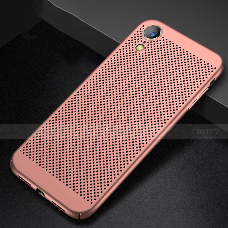 Funda Dura Plastico Rigida Carcasa Perforada para Apple iPhone XR Oro Rosa