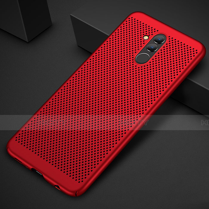 Funda Dura Plastico Rigida Carcasa Perforada para Huawei Mate 20 Lite Rojo