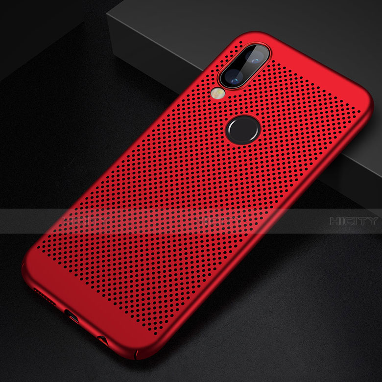 Funda Dura Plastico Rigida Carcasa Perforada para Huawei P20 Lite Rojo