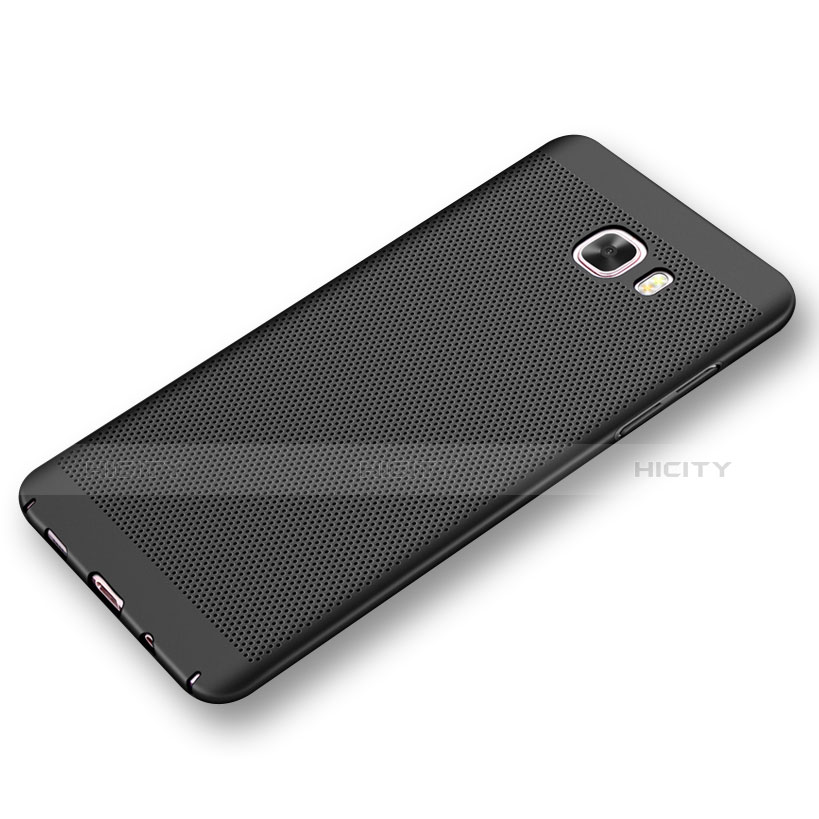 Funda Dura Plastico Rigida Carcasa Perforada para Samsung Galaxy C9 Pro C9000 Negro