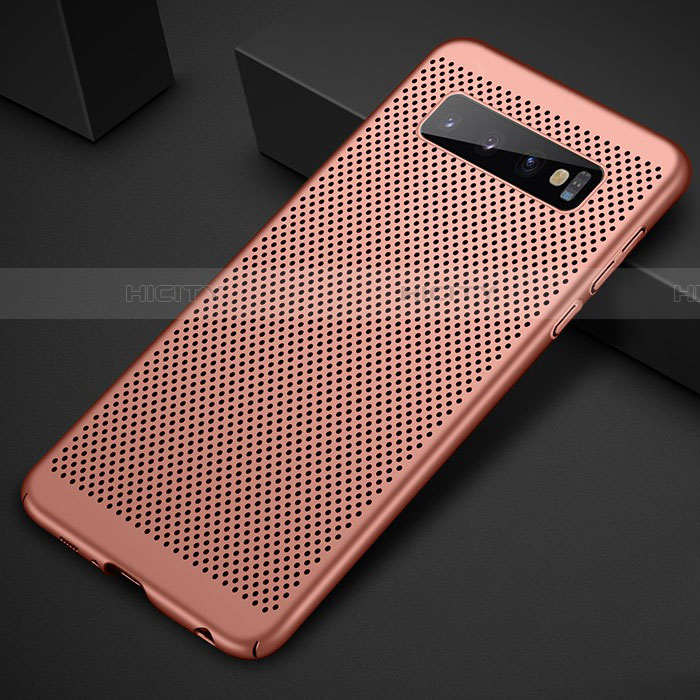 Funda Dura Plastico Rigida Carcasa Perforada para Samsung Galaxy S10 5G Oro Rosa
