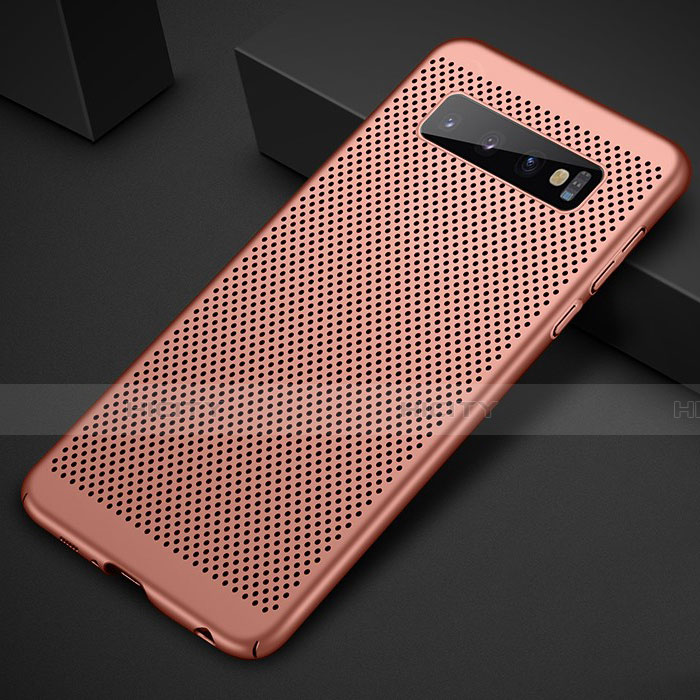 Funda Dura Plastico Rigida Carcasa Perforada para Samsung Galaxy S10 Plus Oro Rosa