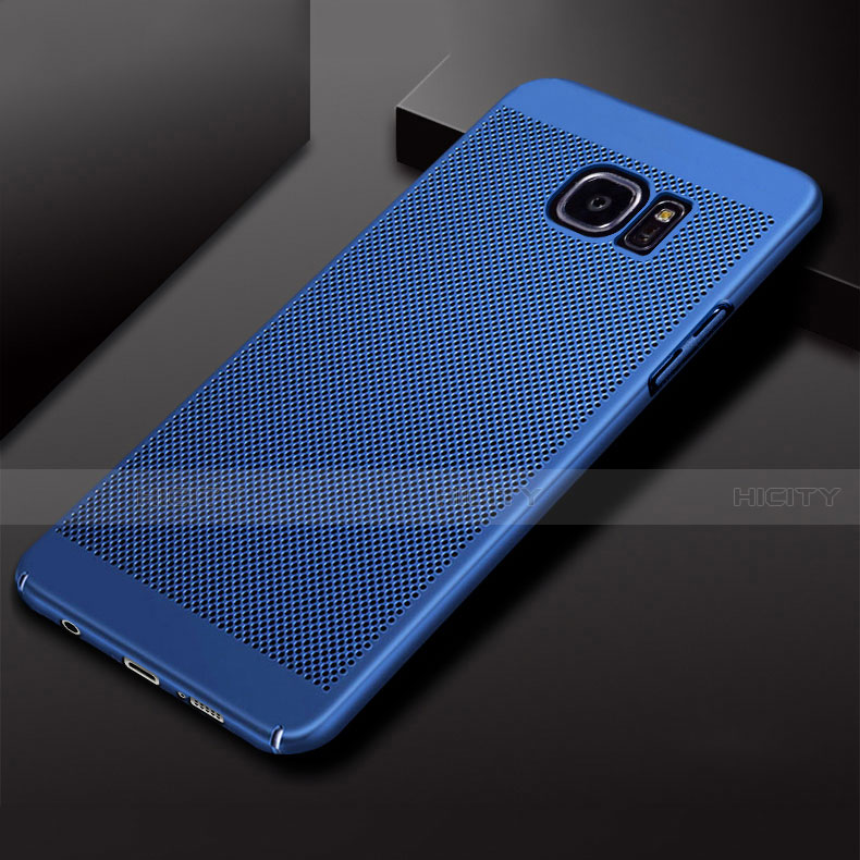 Funda Dura Plastico Rigida Carcasa Perforada para Samsung Galaxy S7 Edge G935F Azul