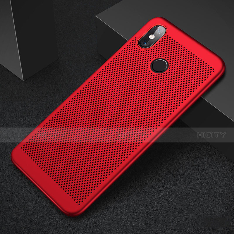 Funda Dura Plastico Rigida Carcasa Perforada para Xiaomi Mi 8 Rojo