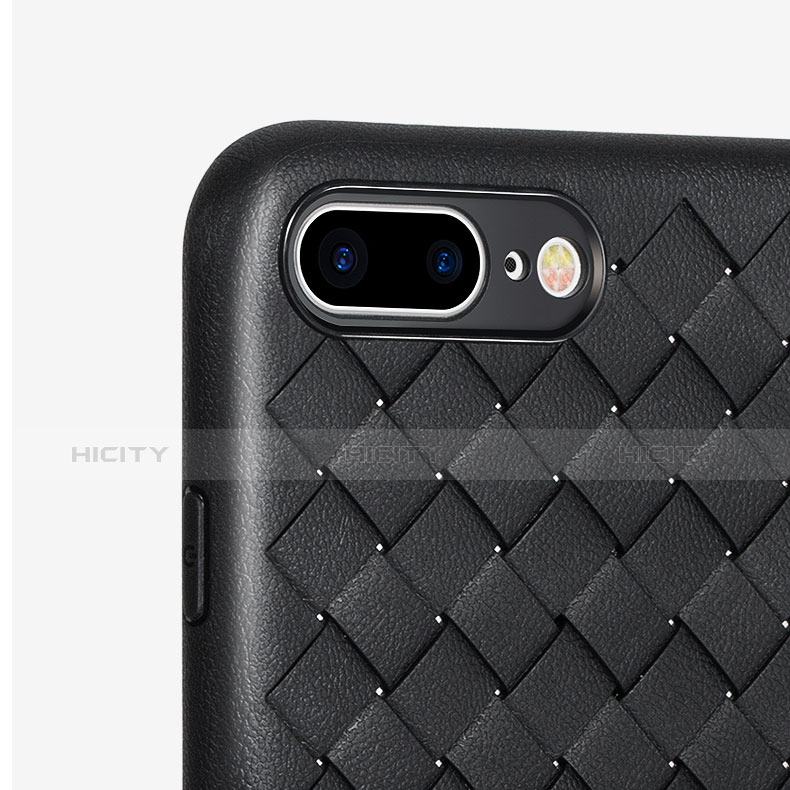 Funda Dura Plastico Rigida de Cuero para Apple iPhone 8 Plus Negro