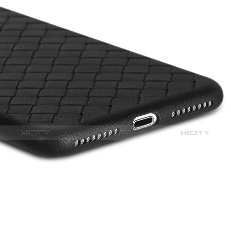 Funda Dura Plastico Rigida de Cuero para Apple iPhone 8 Plus Negro