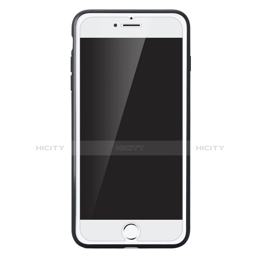 Funda Dura Plastico Rigida de Cuero para Apple iPhone 8 Plus Negro