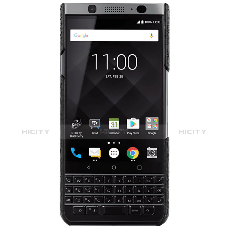 Funda Dura Plastico Rigida de Cuero para Blackberry KEYone Negro