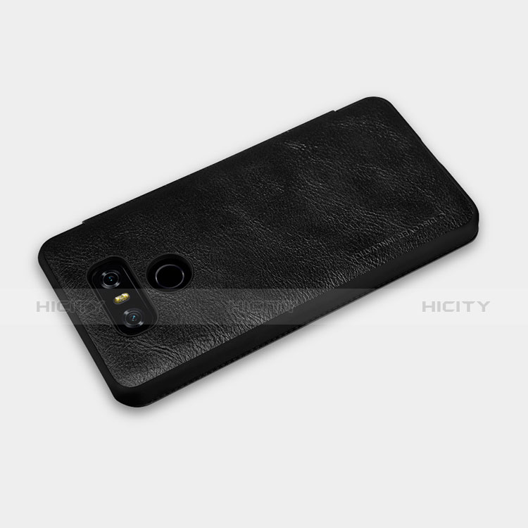 Funda Dura Plastico Rigida de Cuero para LG G6 Negro