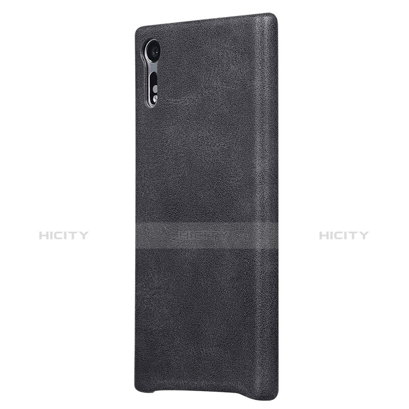 Funda Dura Plastico Rigida de Cuero para Sony Xperia XZs Negro