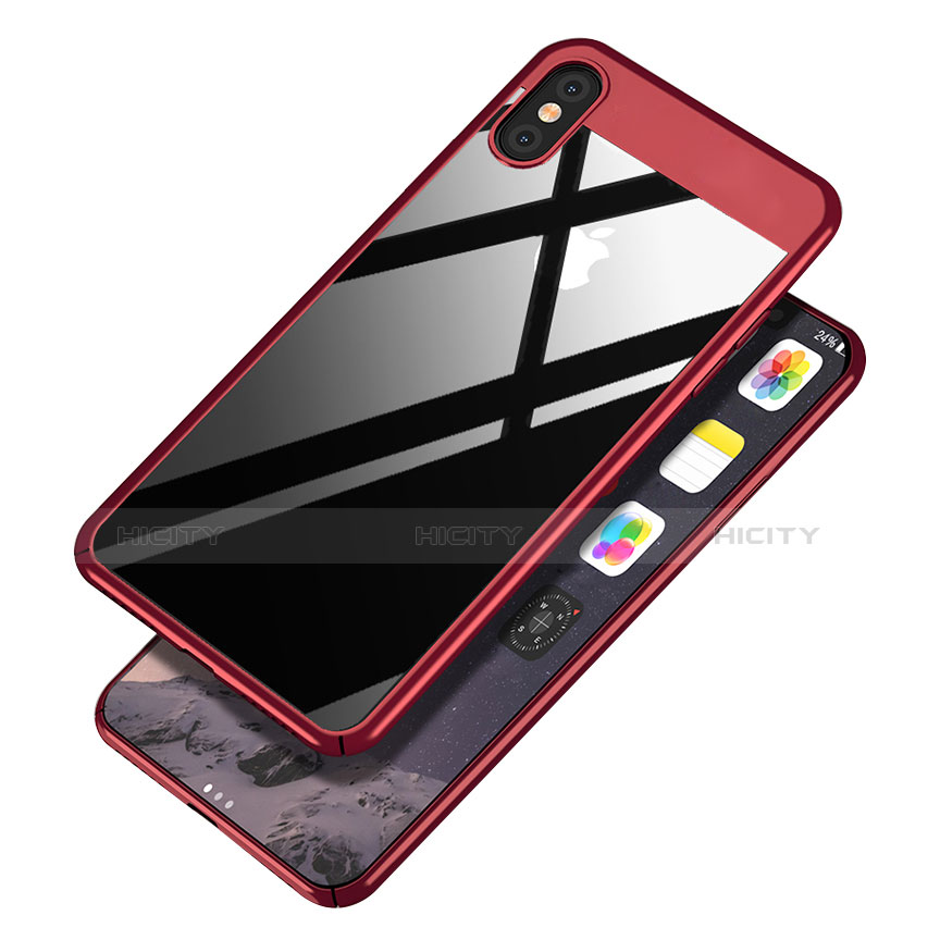 Funda Dura Plastico Rigida Espejo M01 para Apple iPhone X Rojo