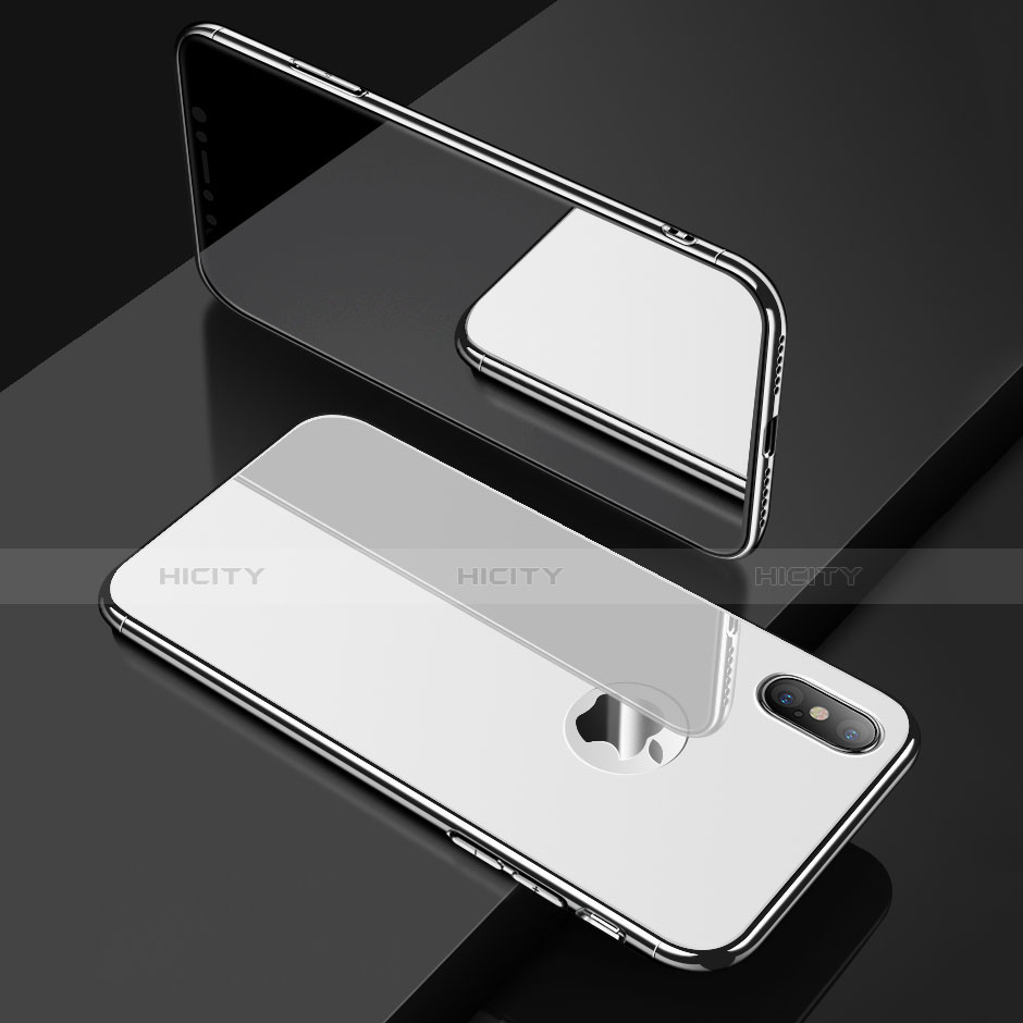 Funda Dura Plastico Rigida Espejo para Apple iPhone X Blanco