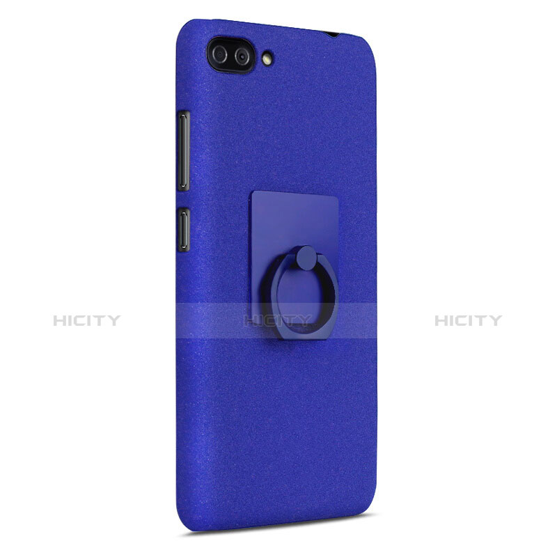 Funda Dura Plastico Rigida Fino Arenisca con Anillo de dedo Soporte para Asus Zenfone 4 Max ZC554KL Azul