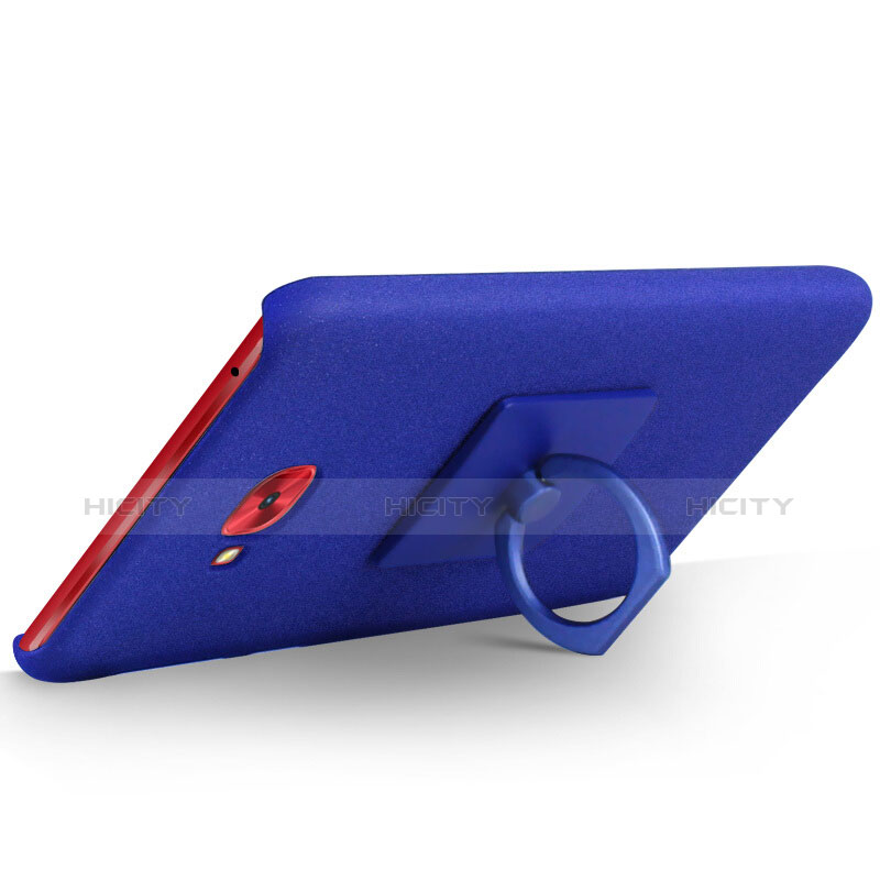 Funda Dura Plastico Rigida Fino Arenisca con Anillo de dedo Soporte para Asus Zenfone 4 Selfie Pro Azul