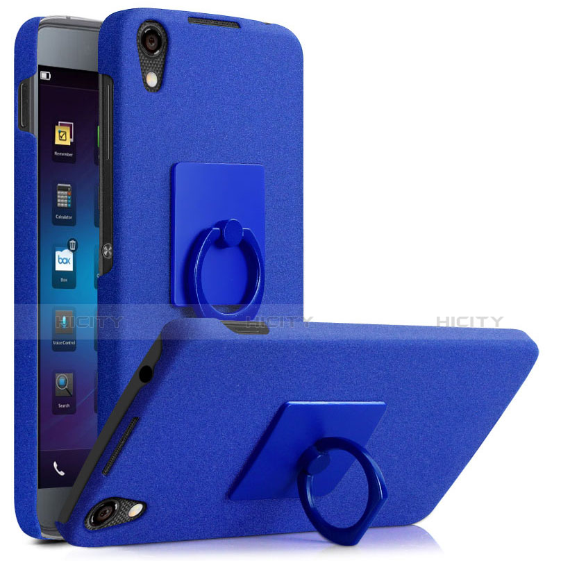 Funda Dura Plastico Rigida Fino Arenisca con Anillo de dedo Soporte para Blackberry DTEK50 Azul