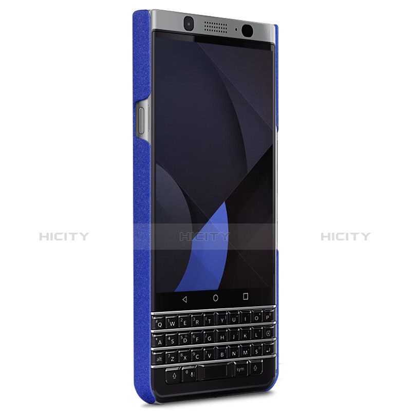 Funda Dura Plastico Rigida Fino Arenisca con Anillo de dedo Soporte para Blackberry KEYone Azul