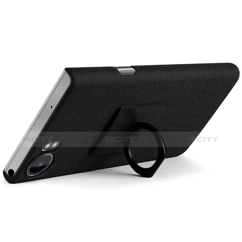 Funda Dura Plastico Rigida Fino Arenisca con Anillo de dedo Soporte para Blackberry KEYone Negro