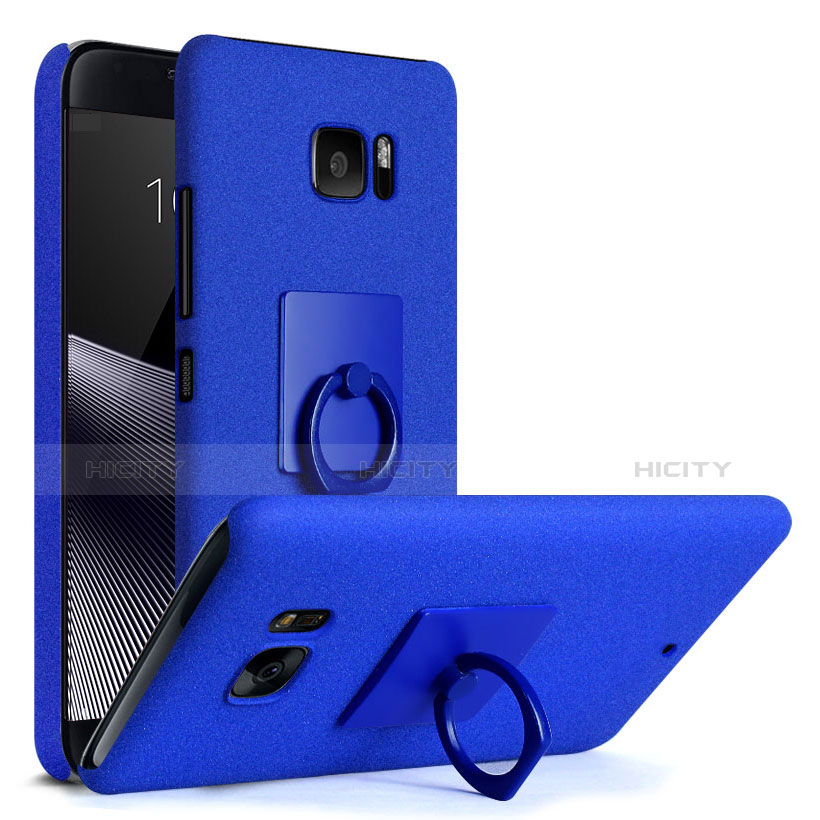 Funda Dura Plastico Rigida Fino Arenisca con Anillo de dedo Soporte para HTC U Ultra Azul