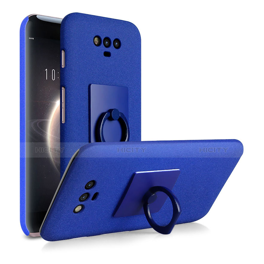 Funda Dura Plastico Rigida Fino Arenisca con Anillo de dedo Soporte para Huawei Honor Magic Azul