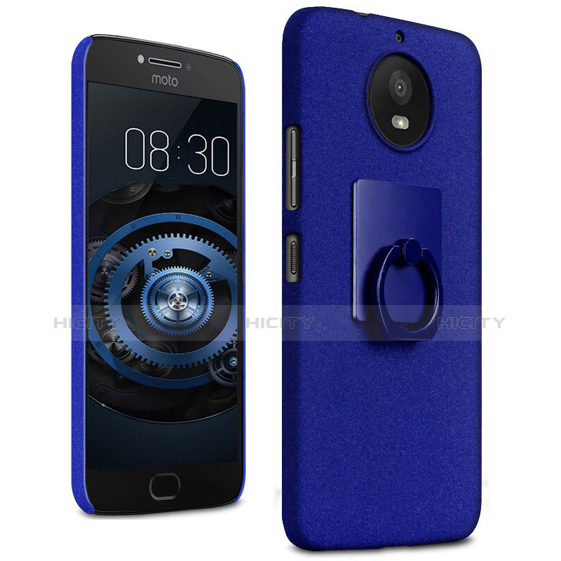 Funda Dura Plastico Rigida Fino Arenisca con Anillo de dedo Soporte para Motorola Moto G5S Azul