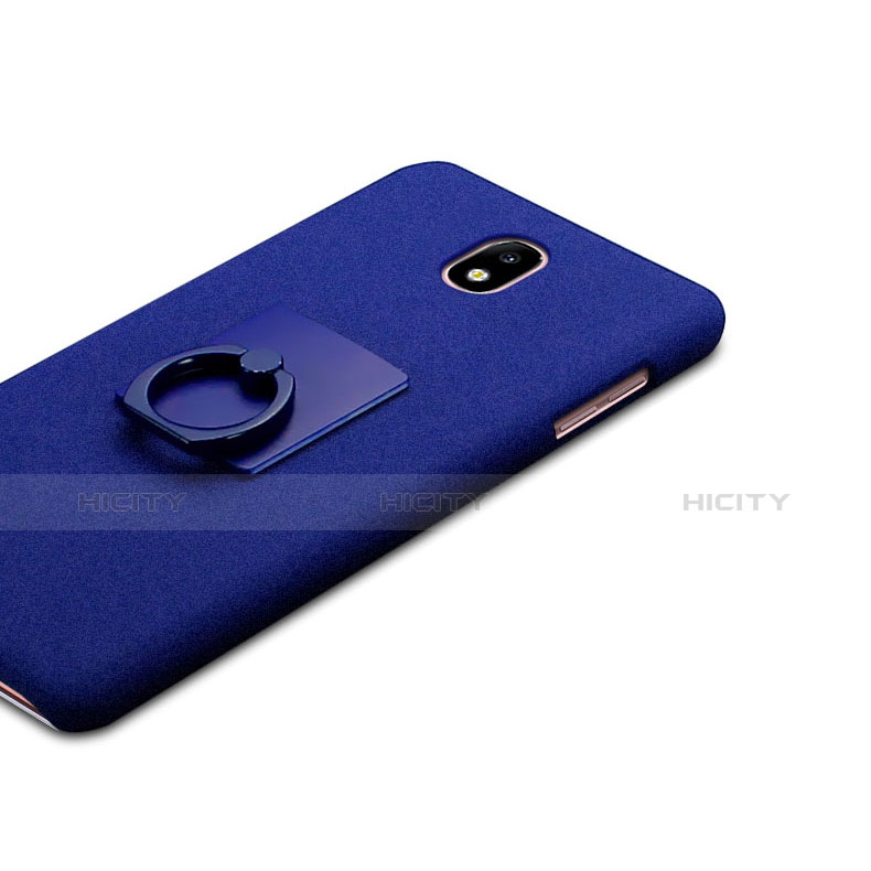 Funda Dura Plastico Rigida Fino Arenisca con Anillo de dedo Soporte para Samsung Galaxy J7 (2017) Duos J730F Azul