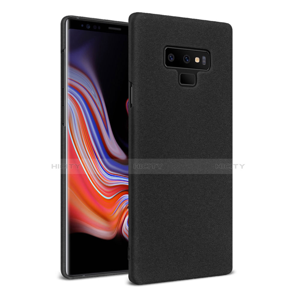 Funda Dura Plastico Rigida Fino Arenisca con Anillo de dedo Soporte para Samsung Galaxy Note 9 Negro