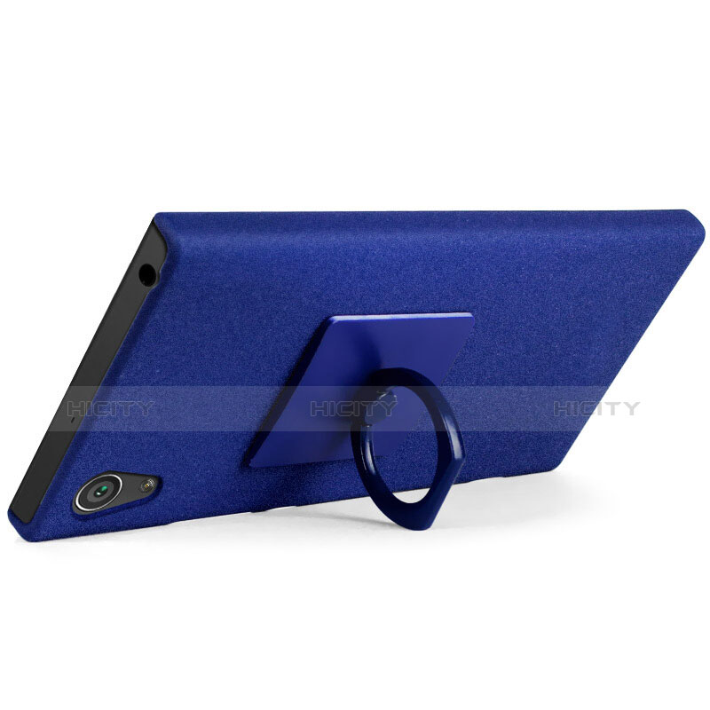 Funda Dura Plastico Rigida Fino Arenisca con Anillo de dedo Soporte para Sony Xperia XA1 Ultra Azul