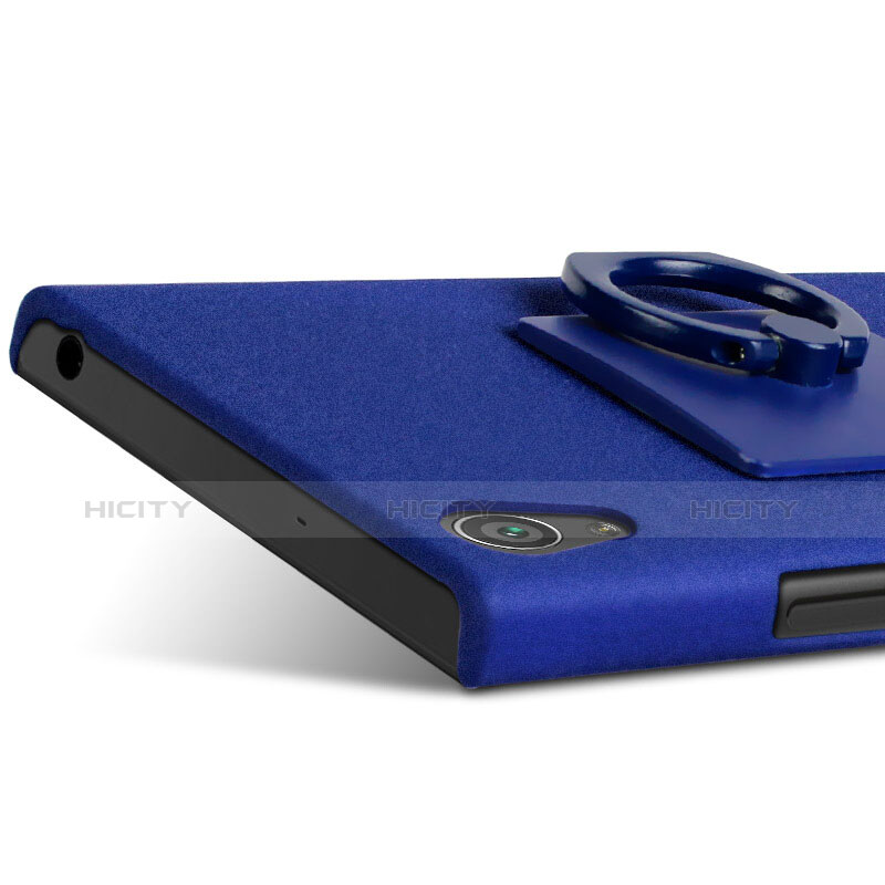 Funda Dura Plastico Rigida Fino Arenisca con Anillo de dedo Soporte para Sony Xperia XA1 Ultra Azul
