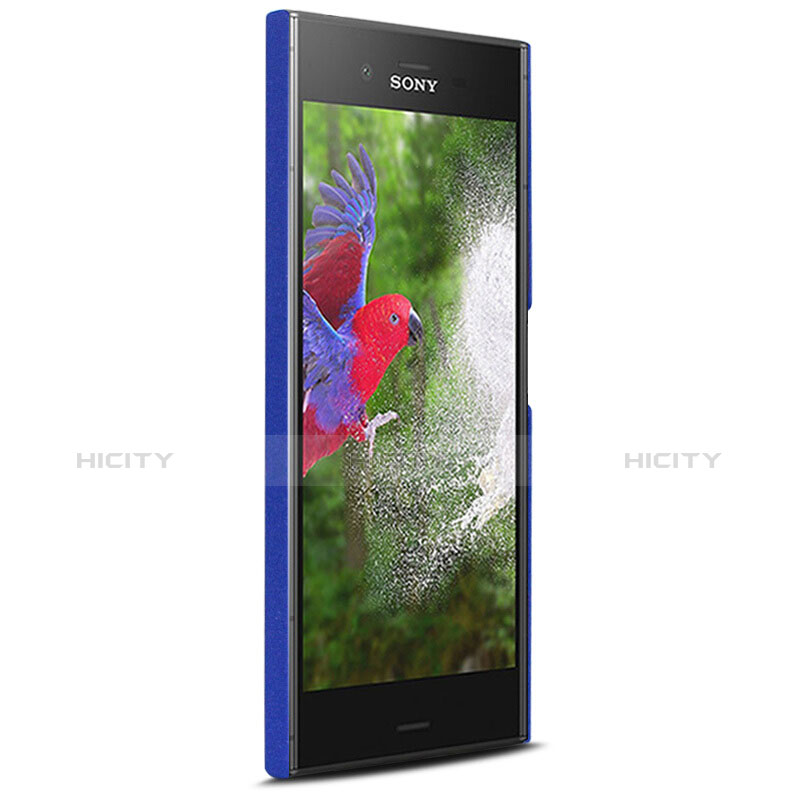 Funda Dura Plastico Rigida Fino Arenisca con Anillo de dedo Soporte para Sony Xperia XZ1 Azul