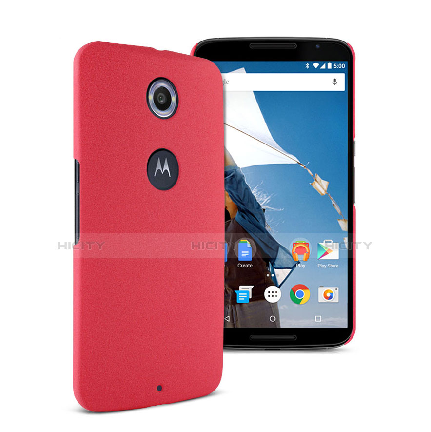 Funda Dura Plastico Rigida Fino Arenisca para Google Nexus 6 Rojo