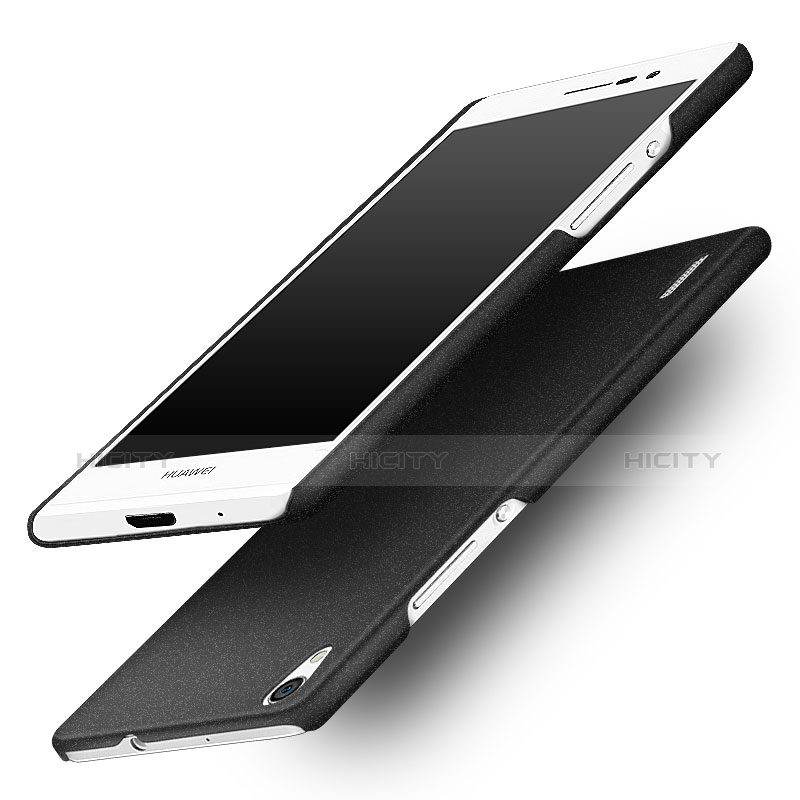 Funda Dura Plastico Rigida Fino Arenisca para Huawei P7 Dual SIM Negro