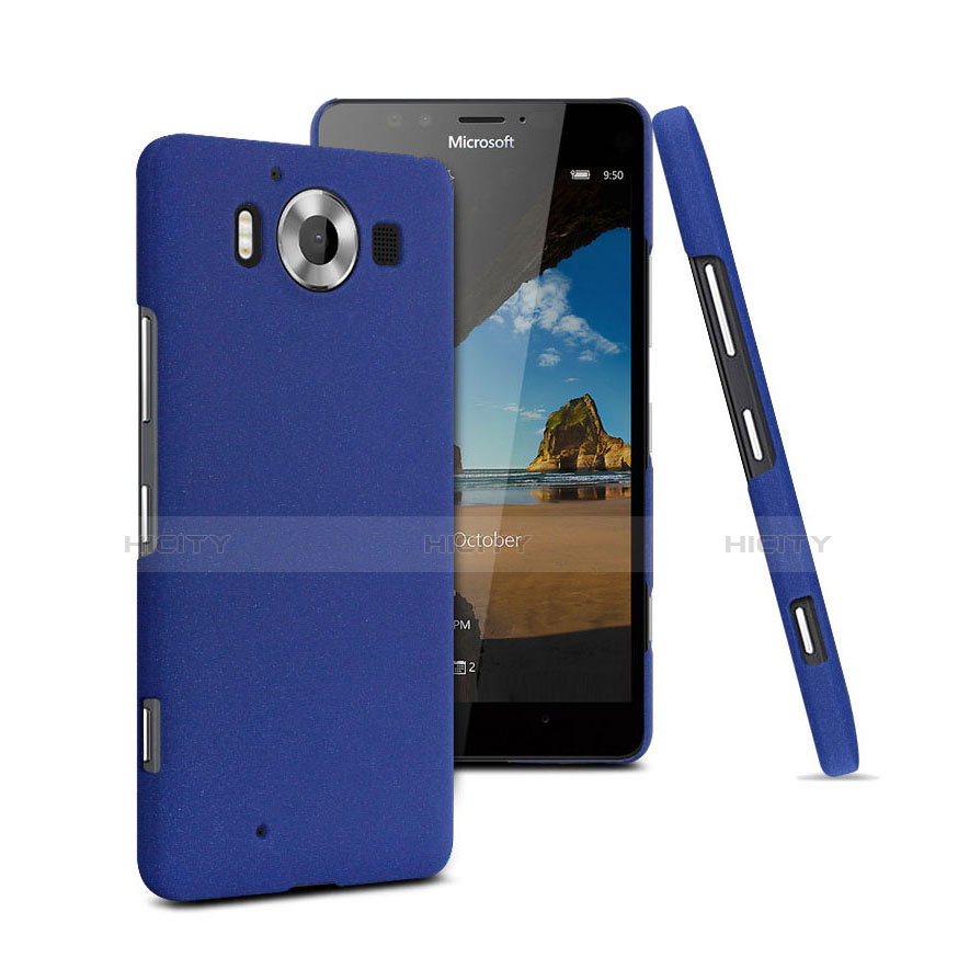 Funda Dura Plastico Rigida Fino Arenisca para Microsoft Lumia 950 Azul