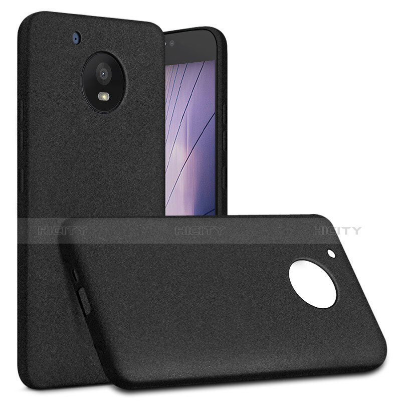 Funda Dura Plastico Rigida Fino Arenisca para Motorola Moto E4 Plus Negro