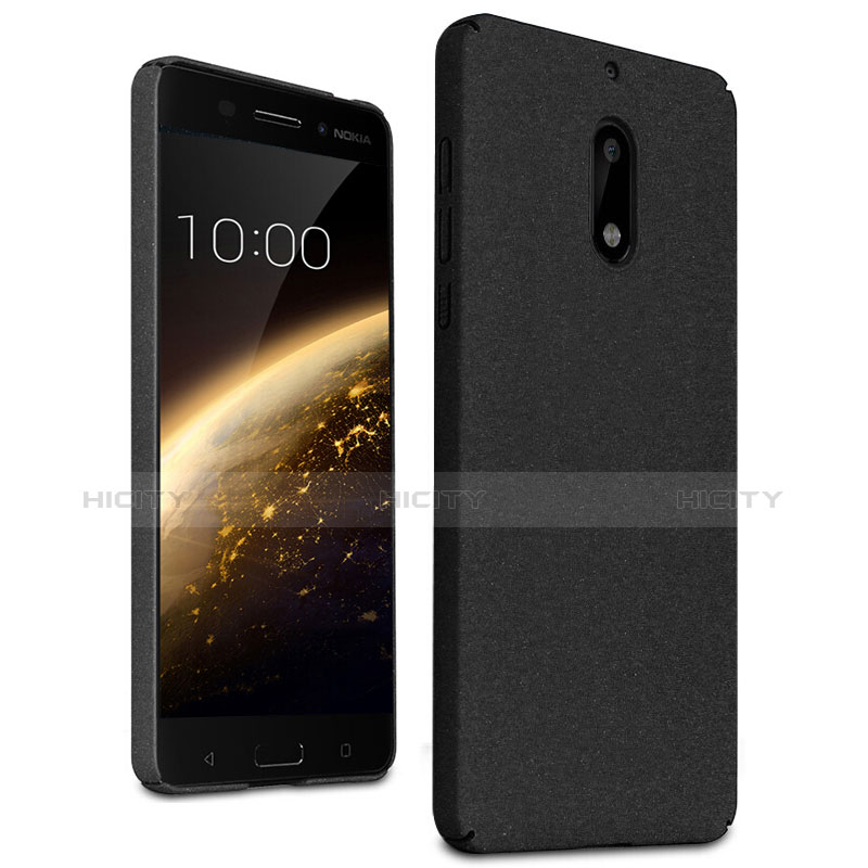 Funda Dura Plastico Rigida Fino Arenisca para Nokia 6 Negro