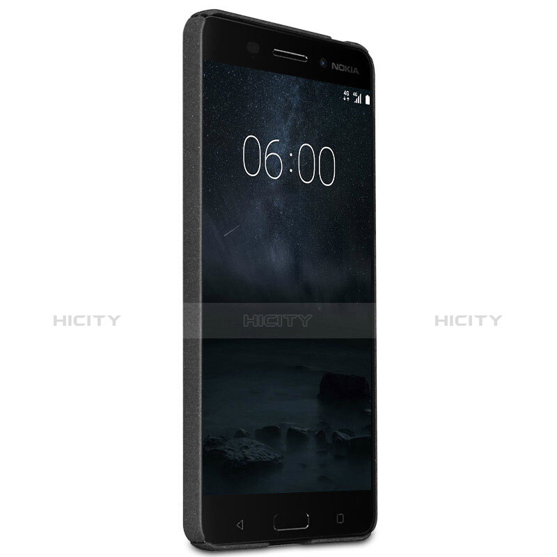 Funda Dura Plastico Rigida Fino Arenisca para Nokia 6 Negro