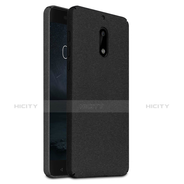 Funda Dura Plastico Rigida Fino Arenisca para Nokia 6 Negro