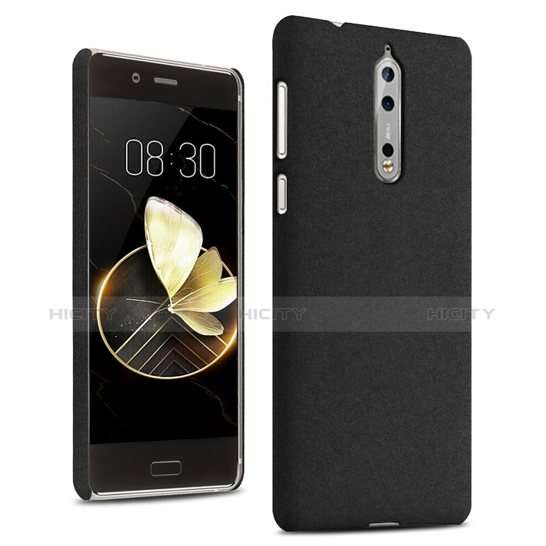 Funda Dura Plastico Rigida Fino Arenisca para Nokia 8 Negro