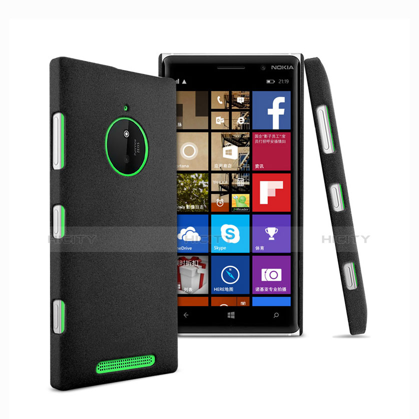 Funda Dura Plastico Rigida Fino Arenisca para Nokia Lumia 830 Negro