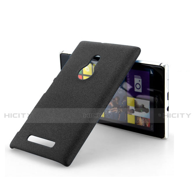 Funda Dura Plastico Rigida Fino Arenisca para Nokia Lumia 925 Negro