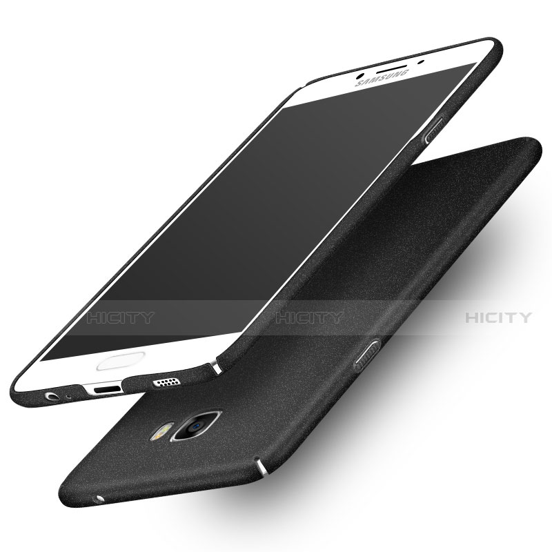 Funda Dura Plastico Rigida Fino Arenisca para Samsung Galaxy C7 Pro C7010 Negro