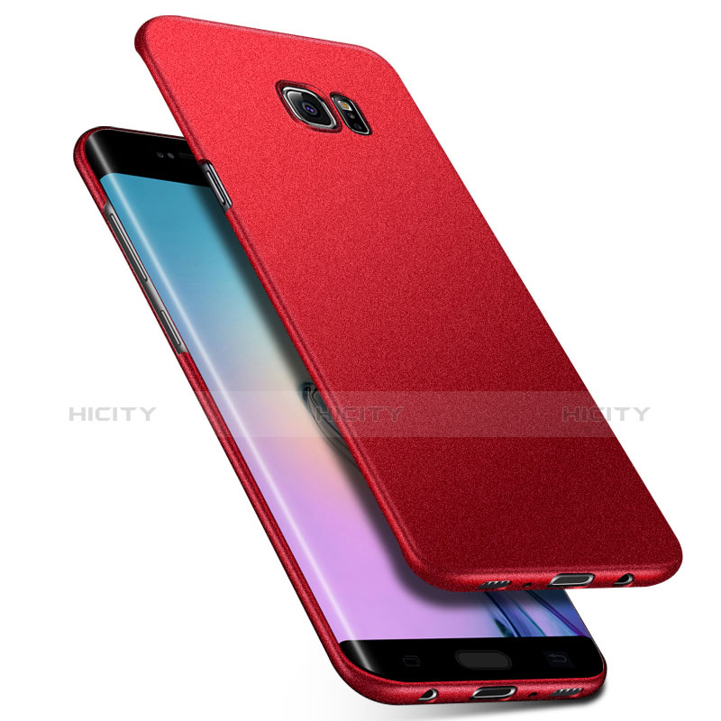 Funda Dura Plastico Rigida Fino Arenisca Q01 para Samsung Galaxy S6 Edge SM-G925 Rojo