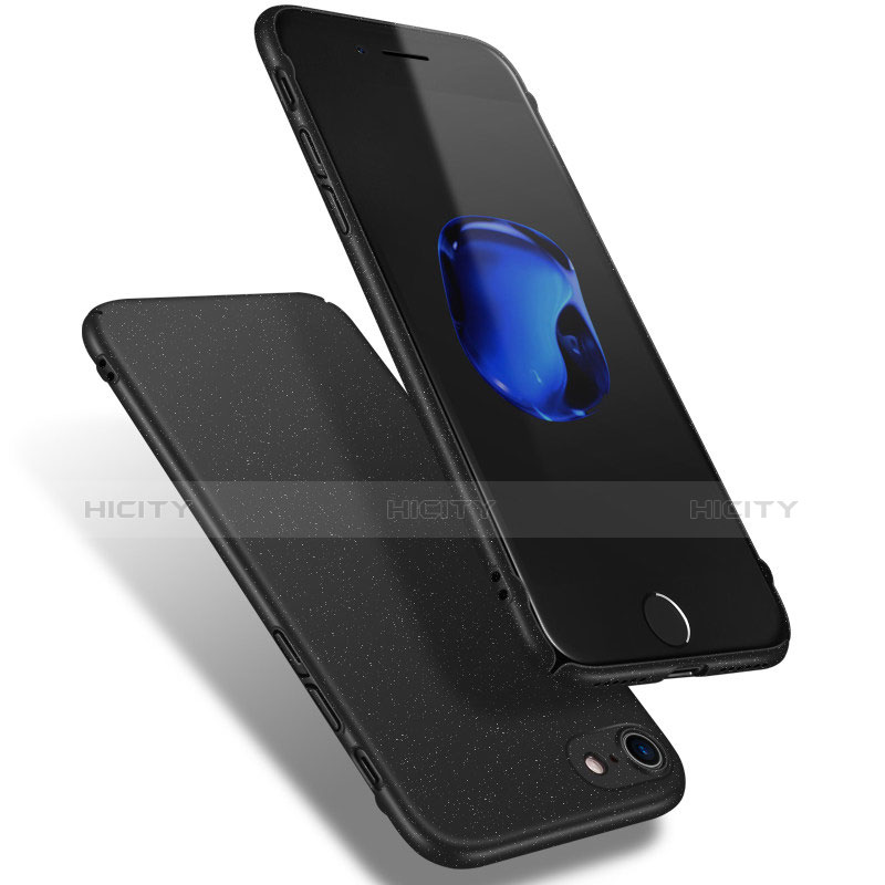 Funda Dura Plastico Rigida Fino Arenisca Q02 para Apple iPhone 7 Negro