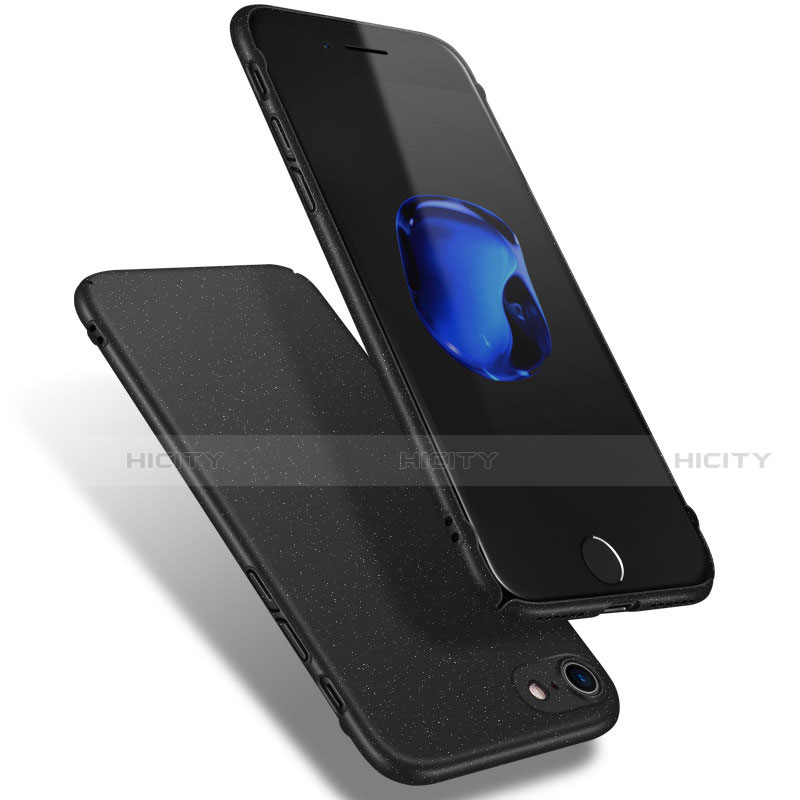 Funda Dura Plastico Rigida Fino Arenisca Q02 para Apple iPhone SE (2020) Negro