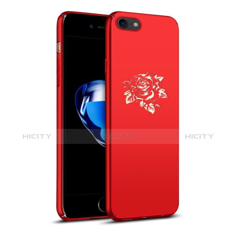 Funda Dura Plastico Rigida Flores para Apple iPhone 8 Rojo