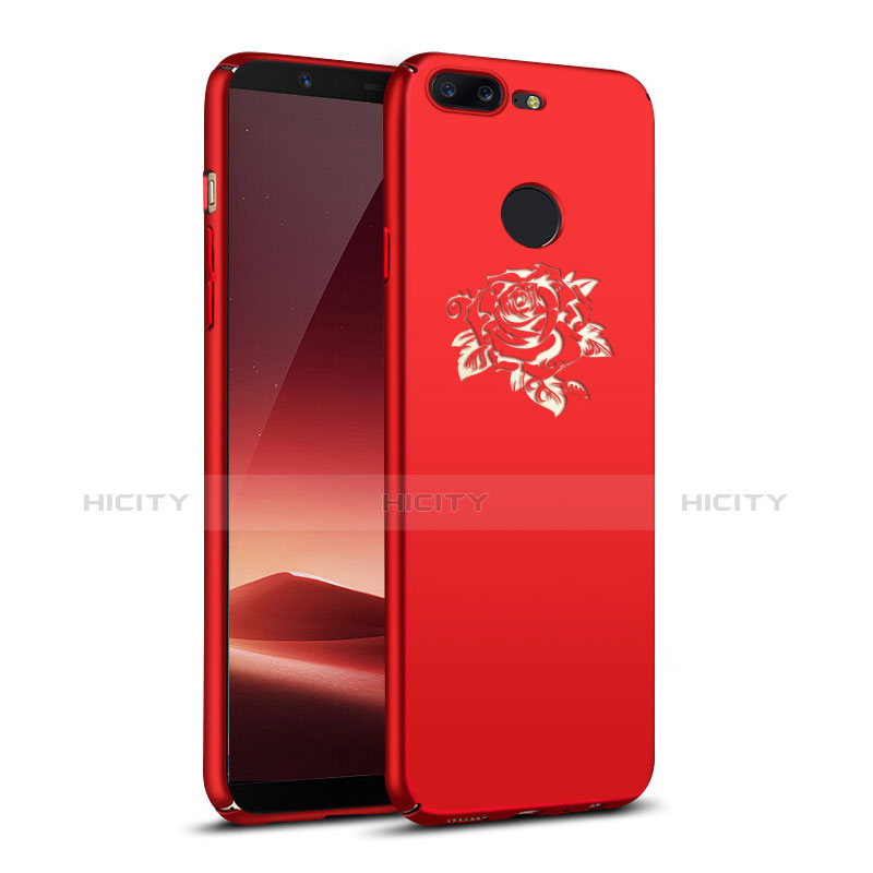 Funda Dura Plastico Rigida Flores para OnePlus 5T A5010 Rojo